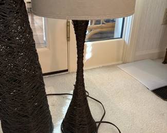 Coordinating Floor and Table Lamps with Metal Bases