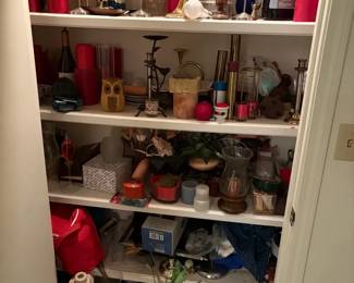 Closet of Candles, Candle Holders and Other Decorative Items