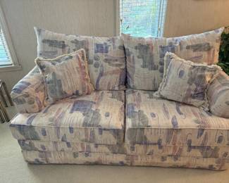 Abstract Print Loveseat with 2 Matching Pillows