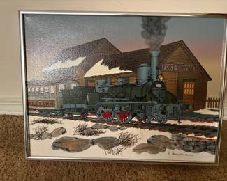 Framed Fort Wayne Steam Locomotive Artwork