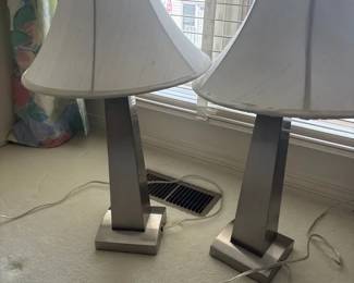 Pair of Contemporary Brushed Metal Table Lamps