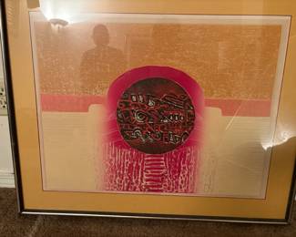 Framed Inca Clock Numbered Abstract Print