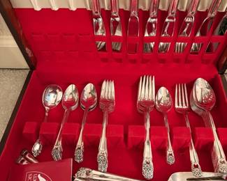 Ornate Floral Flatware Set with Storage Chest