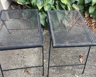 Pair of Black Metal Outdoor Accent Tables