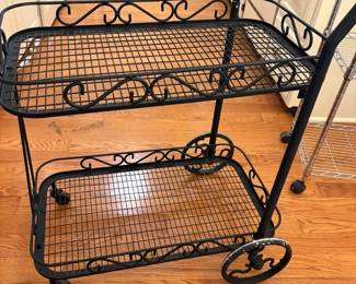 Black Metal Two Tier Serving Cart