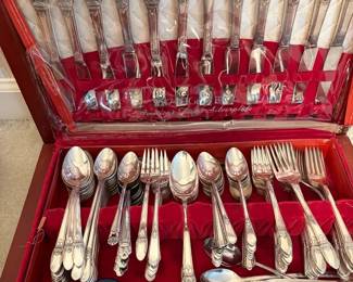 Silverplate Flatware Assortment in Storage Chest