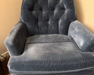 Blue Button Tufted Upholstered Armchair