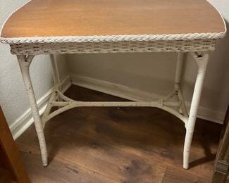 Wicker and oak table