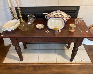 primitive table and treasures