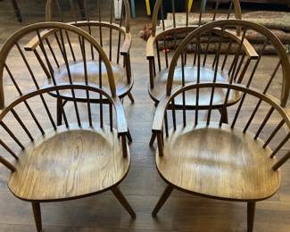set of four vintage oak Windsor chairs