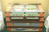 Beach sceen painted steamer trunk