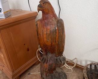HandCarved Wooden Eagle Sculpture