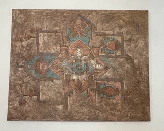 David H. Textured Geometric Abstract Painting