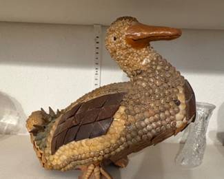 Vintage Shell Art Duck Figurine