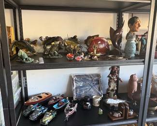 Assorted Vintage Collectibles and Decorative Shelf Items