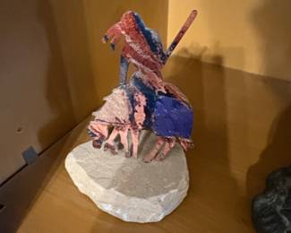 Lazart End of the Trail Metal Sculpture on Stone
