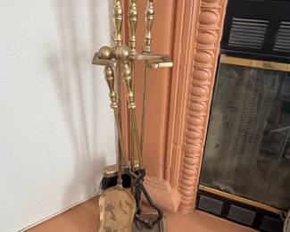 Vintage Brass Fireplace Tool Set