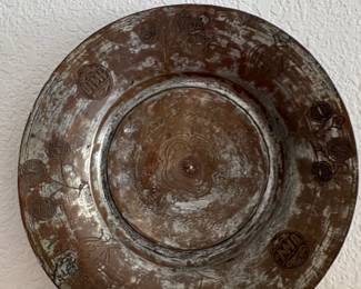 Antique Ottoman Turkish HandHammered Tinned Copper Charger