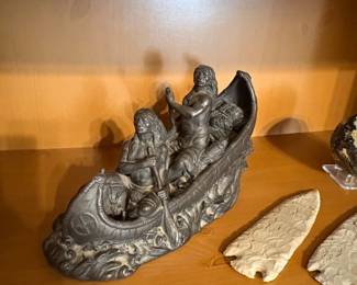Native American Canoe Sculpture