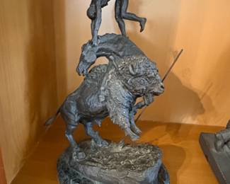 After Frederic Remington The Buffalo Horse Bronze Sculpture