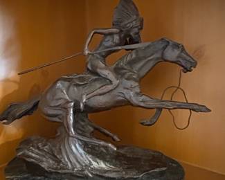 After Frederic Remington The Cheyenne Bronze Sculpture