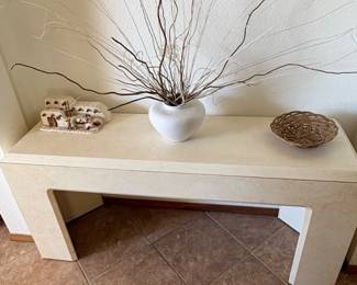 Postmodern Faux Stone Console Table
