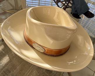 Vintage Ceramic Cowboy Hat Chip and Dip Bowl