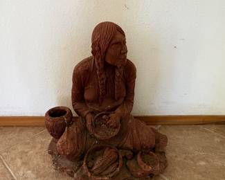 Native American Woman Sculptural Figurine