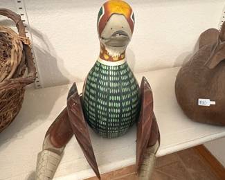 Vintage Carved Wooden Folk Art Duck Figure