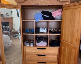 Pine Armoire with Mirror and Drawers second image