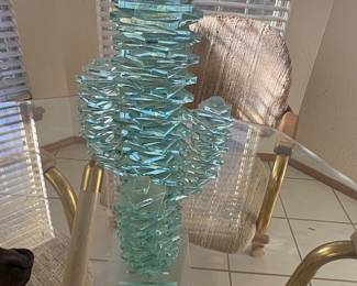 Stacked Glass Saguaro Cactus Sculpture