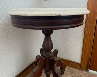 Victorian Marble Top Pedestal Accent Table second image