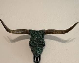 Turquoise Inlaid Steer Skull Wall Art