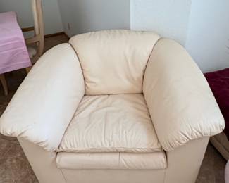Contemporary Cream Leather Club Chair