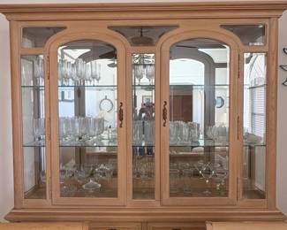 Oak China Cabinet with Mirrored Back