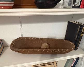 Rustic Stained Rawhide Laced Dough Bowl
