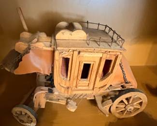 Handcrafted Wooden Stagecoach Model