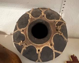 Native American Style LeatherWrapped Pottery Jar