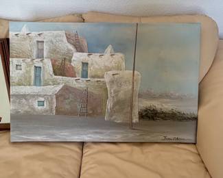 James Coleman Adobe Pueblo Oil Painting