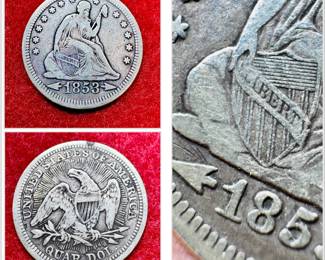 1853 SEATED LIBERTY QUARTER WITH ARROWS&RAYS
