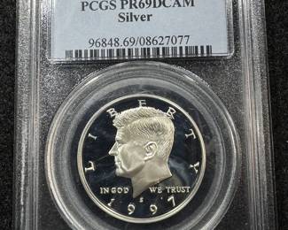 PROOF 69DEEP CAMEO SILVER 1997-S KENNEDY HALF DOLLAR