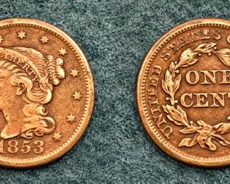 1853 BRAIDED HAIR LARGE CENT