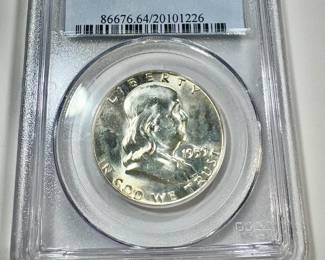 MINT STATE 64 W/FULL BELL LINES 1959 FRANKLIN HALF DOLLAR