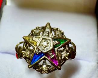 10K GOLD, DIAMOND, RUBY, EMERALD, SAPPHIRE & CITRINE RING