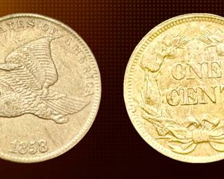 RARE UNCIRCULATED 1858 FLYING EAGLE CENT-SMALL LETTER