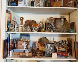 Bibles, books, dishes, ancient artifacts 