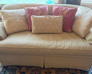 Masins Fine Furniture cotton felt chenille sofa with silk pillows (x2)