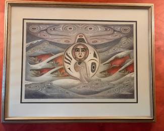Mary & Jacques Regat, Alaska, listed artists, "Return of the Salmon", signed Artist Proof