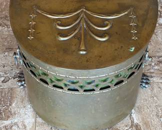 Brass copper coal box with liner