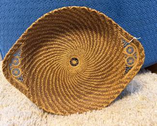 Vintage Hand Woven Native American Pine Needle Basket